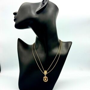 Goldette NY Vintage Victorian Revival Double Strand Horseshoe Slide Necklace 60s